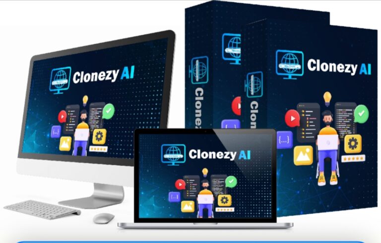 Clonezy AI text logo. The word "Clonezy" is paired with "AI," clearly indicating an artificial intelligence product or service. The visual style might include digital patterns, neural network motifs, or abstract representations of data.
